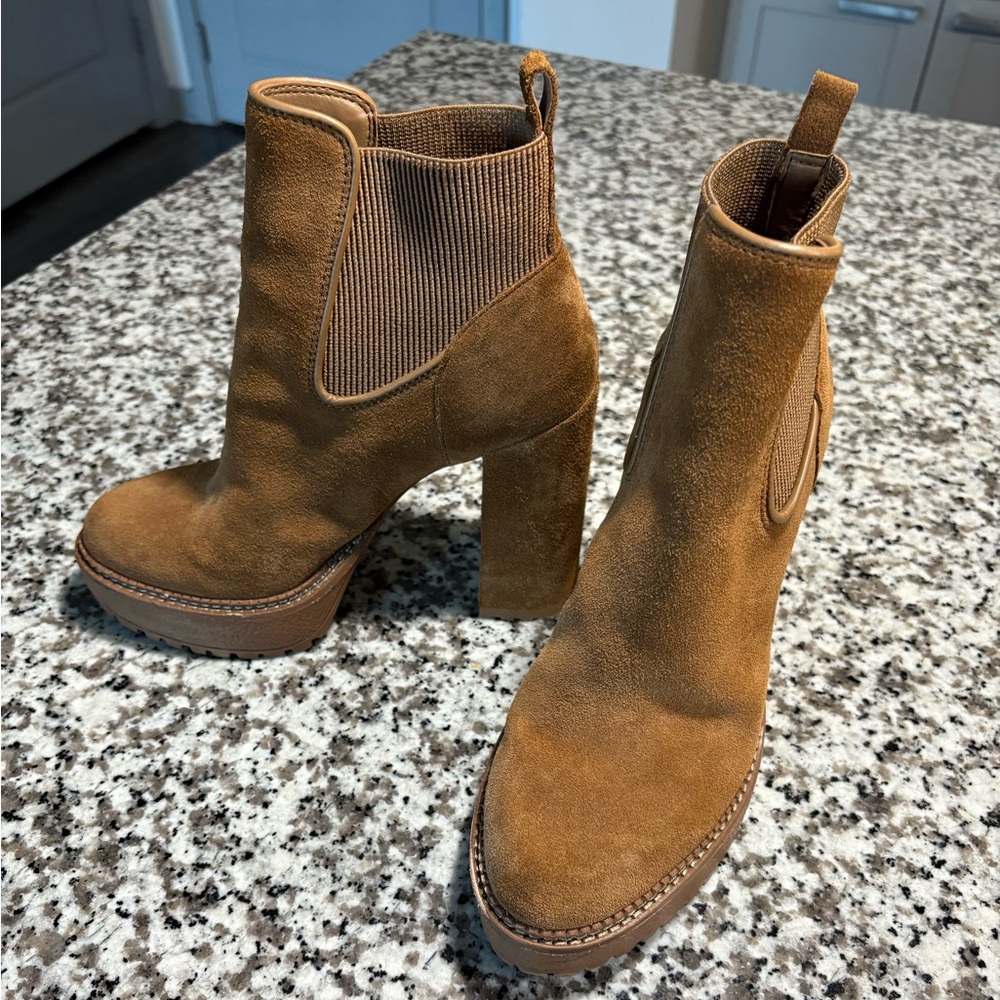 Vince Camuto Suede Ankle Booties- Camel